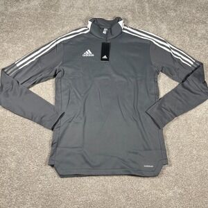 Adidas Mens‎ Size M Gray 3 Striped Sports Performance Soccer Top Size M NWT